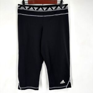 Adidas Women’s Black Silver Reflective Cropped Compression Leggings‎ Pants Large